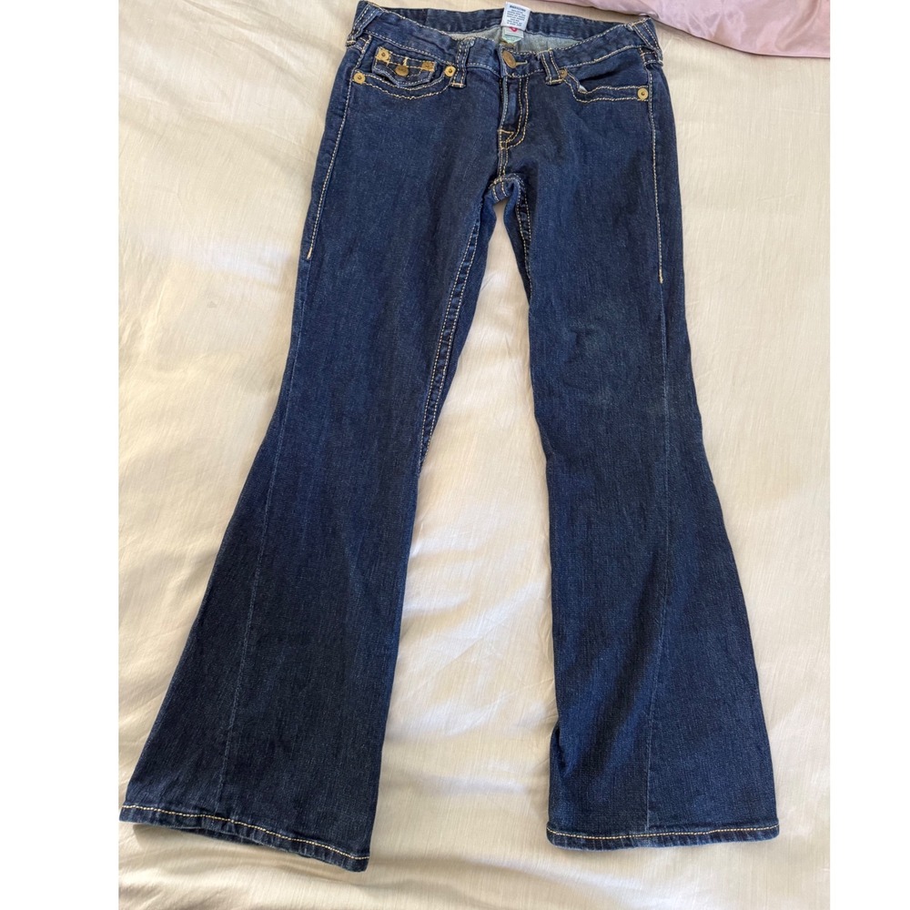 True Religion Joey Flare Jeans Made in USA 30 Low Rise Bootcut Flap Pockets Y2K